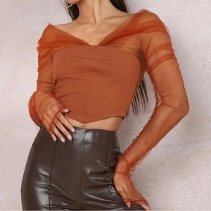 Shein Sheer Long Sleeve Top 🧡
